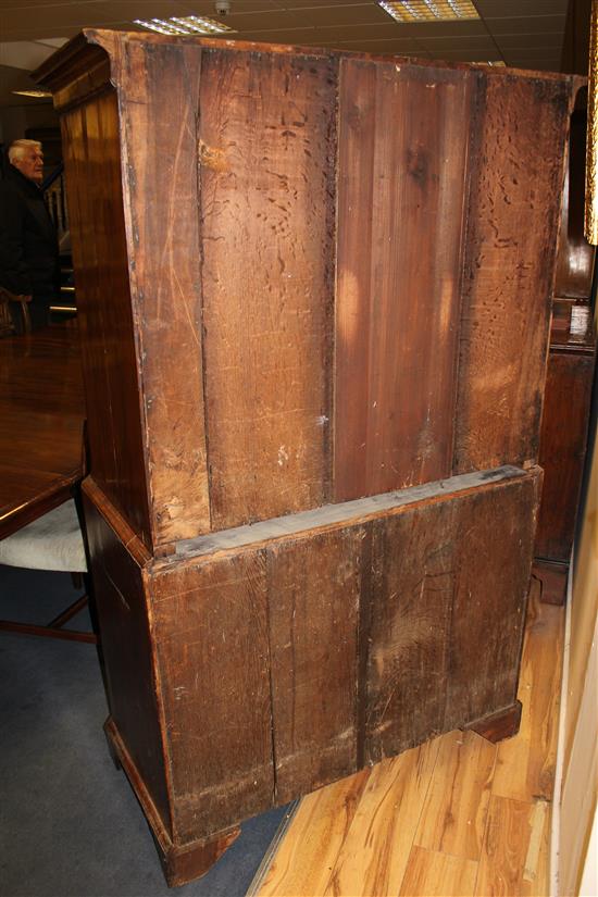 An 18th century walnut and featherbanded chest on chest, W.3ft 6in.